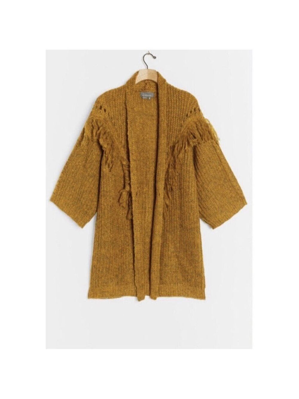 Anthropologie Stevie Fringed Knit Kimono Marled One Size Sweater Cardigan